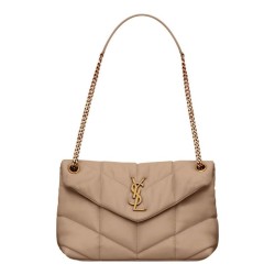 Borsa piccola YSL Saint Laurent Puffer in nappa albicocca