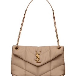 Borsa piccola YSL Saint Laurent Puffer in nappa albicocca