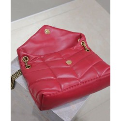 Borsa piccola YSL Saint Laurent Puffer in nappa rossa