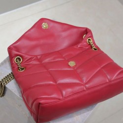 Borsa piccola YSL Saint Laurent Puffer in nappa rossa