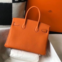 Hermes Birkin 25cm 30cm 35cm Borsa Clemence Arancione