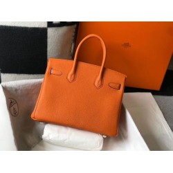 Hermes Birkin 25cm 30cm 35cm Borsa Clemence Arancione Hermes Birkin 25cm 30cm 35cm Borsa Clemence Arancione