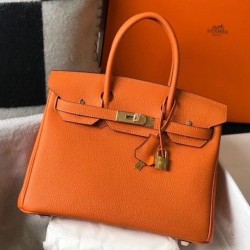 Hermes Birkin 25cm 30cm 35cm Borsa Clemence Arancione