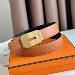 Hermes Neo Cintura Reversibile 32MM Clemence Marrone/Nero