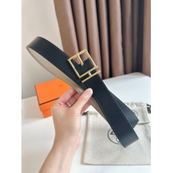 Cintura Hermes Romain 35MM Grigio/Nero Clemence