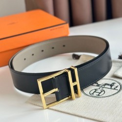 Cintura Hermes Romain 35MM Grigio/Nero Clemence