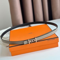 Hermes Gamma 13mm Cintura Reversibile Epsom Taupe Grigio/Nero