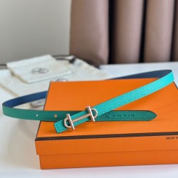 Hermes Gamma 13mm Cintura Reversibile Epsom Taupe Verde/Blu