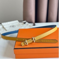 Hermes Gamma 13mm Cintura Reversibile Epsom Taupe Swift Giallo/Blu