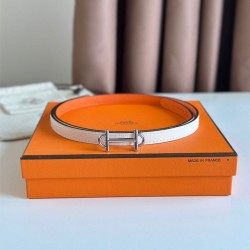 Hermes Gamma 13mm Cintura Reversibile Epsom Taupe Swift Bianco/Arancione