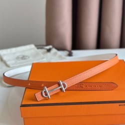 Hermes Gamma 13mm Cintura Reversibile Epsom Taupe Swift Bianco/Arancione