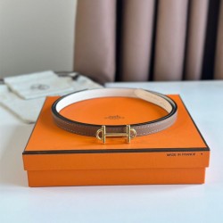 Hermes Gamma 13mm Cintura Epsom Taupe Swift Bianco