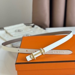 Hermes Gamma 13mm Cintura Epsom Taupe Swift Bianco