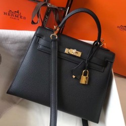 Hermes Kelly Borsa Sellier 25 cm Epsom Nero