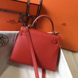 Borsa Sellier Hermes Kelly 25 cm Piment Epsom