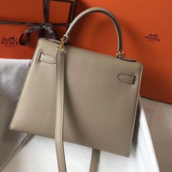 Borsa Sellier Hermes Kelly 28 cm Tourterelle Epsom