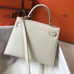 Hermes Kelly 28cm Borsa Sellier Epsom Bianco