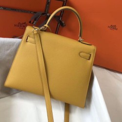 Borsa Sellier Hermes Kelly 28 cm Giallo Epsom