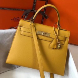 Borsa Sellier Hermes Kelly 28 cm Giallo Epsom