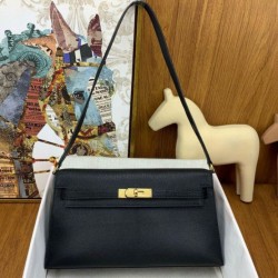 Hermes Kelly Elan Borsa fatta a mano Nero