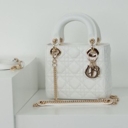 Dior Mini Borsa Lady Dior Cannage Bianco Dior Mini Borsa Lady Dior Cannage Bianco