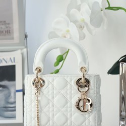 Dior Mini Borsa Lady Dior Cannage Bianco