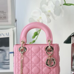 Dior Mini Borsa Lady Dior Cannage Rosa