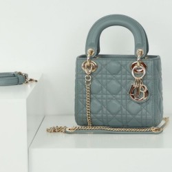 Dior Mini Borsa Lady Dior Cannage Blu
