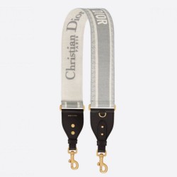 Dior Tracolla con Ricamo Anello Tela Grigio