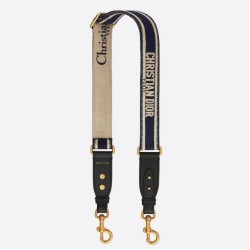 Dior Tracolla Regolabile con Ricamo Obliquo Blu