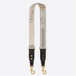 Dior Tracolla Regolabile con Ricamo Grigio