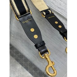 Dior Tracolla Regolabile con Ricamo Anello Nero