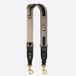 Dior Tracolla Regolabile con Ricamo Anello Nero