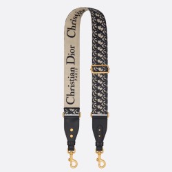 Dior Tracolla Regolabile con Ricamo Obliquo Blu