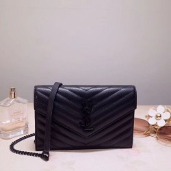 Portafoglio a catena Envelope YSL Saint Laurent WOC Tutto nero