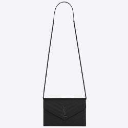 Portafoglio a catena Envelope YSL Saint Laurent WOC Tutto nero