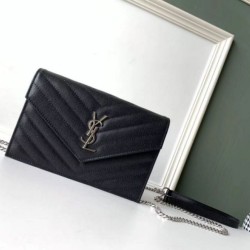 Portafoglio a catena Envelope YSL Saint Laurent WOC Noir