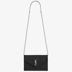 Portafoglio a catena Envelope YSL Saint Laurent WOC Noir
