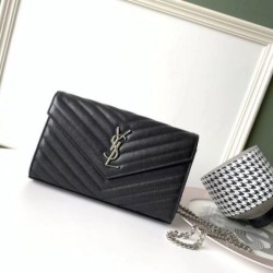 Portafoglio YSL Saint Laurent WOC Monogram Chain Noir