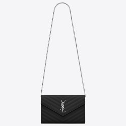 Portafoglio YSL Saint Laurent WOC Monogram Chain Noir