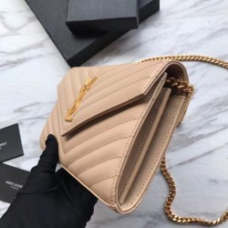 Portafoglio YSL Saint Laurent WOC Monogram Chain Poudre
