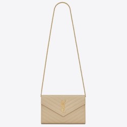 Portafoglio YSL Saint Laurent WOC Monogram Chain Poudre