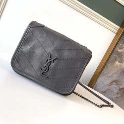 Portafoglio a catena Niki YSL Saint Laurent WOC Storm Crinkled