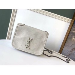 Portafoglio a catena Niki YSL Saint Laurent WOC Bianco Crinkled Portafoglio a catena Niki YSL Saint Laurent WOC Bianco Crinkled