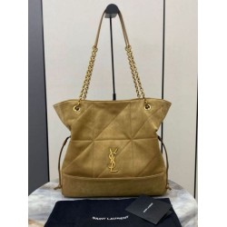 Borsa shopping YSL Saint Laurent Jamie 4.3 Pochon grande foglia oro camoscio marrone Borsa shopping YSL Saint Laurent Jamie 4.3 Pochon grande foglia oro camoscio marrone