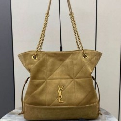 Borsa shopping YSL Saint Laurent Jamie 4.3 Pochon grande foglia oro camoscio marrone