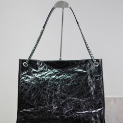 Borsa shopping grande vintage stropicciata YSL Saint Laurent Niki Nero