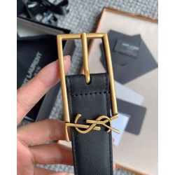 Cintura YSL Saint Laurent New Cassandre Buckle 30MM Nero Cintura YSL Saint Laurent New Cassandre Buckle 30MM Nero
