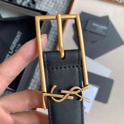 Cintura YSL Saint Laurent New Cassandre Buckle 30MM Nero Cintura YSL Saint Laurent New Cassandre Buckle 30MM Nero