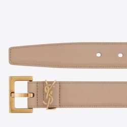Cintura YSL Saint Laurent Cassandre Square Buckle 30MM Beige